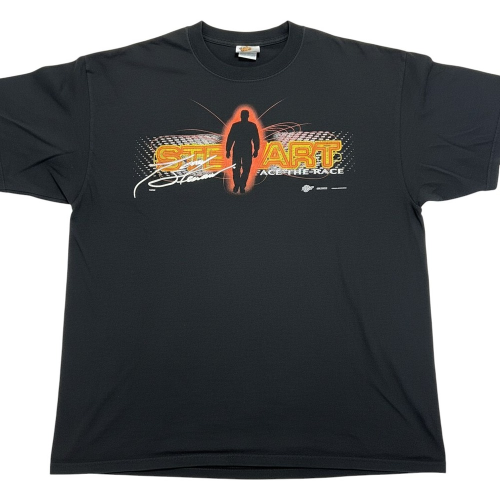 Vintage NASCAR Tony Stewart Winners Circle Face the Race Black T-Shirt XXL
